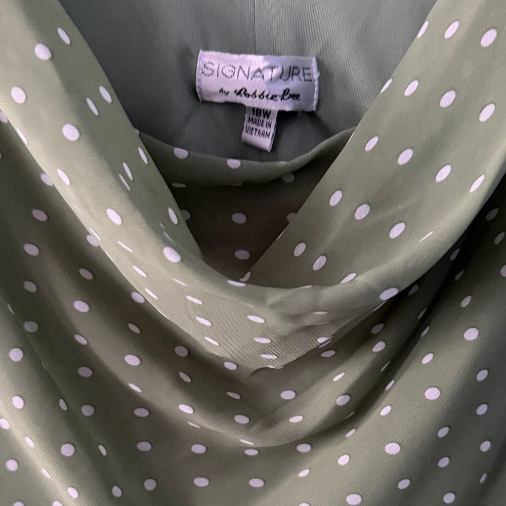 Elegant Green Polka Dot Dress 18w - Picture 4 of 8